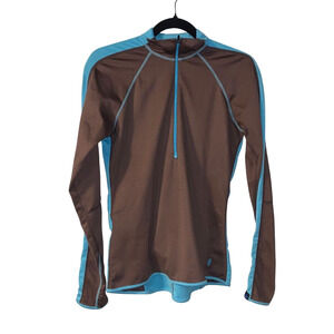 Irideon Women's 1/4 Zip Long Sleeved Top Size S Brown Stretch Base Layer Western
